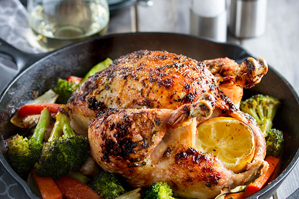 An easy roast chicken straight out of the oven