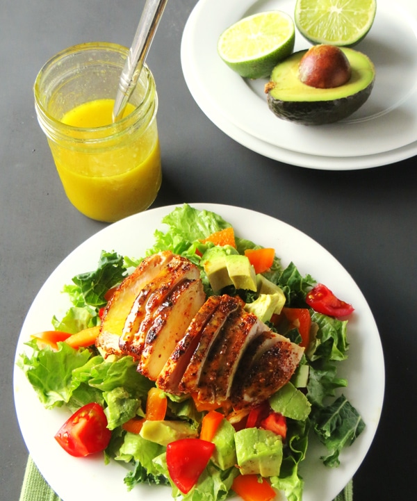 Chicken and Avocado Salad with Homemade Honey Lime Dressing