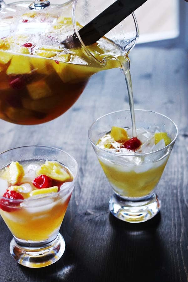 Pineapple, Raspberry and Peach Sangria Blanca