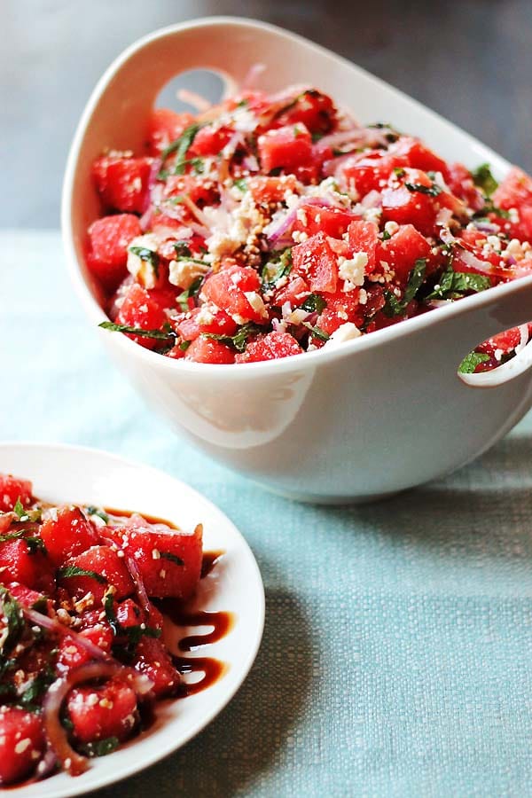 Watermelon and Feta Salad with Balsamic Reduction