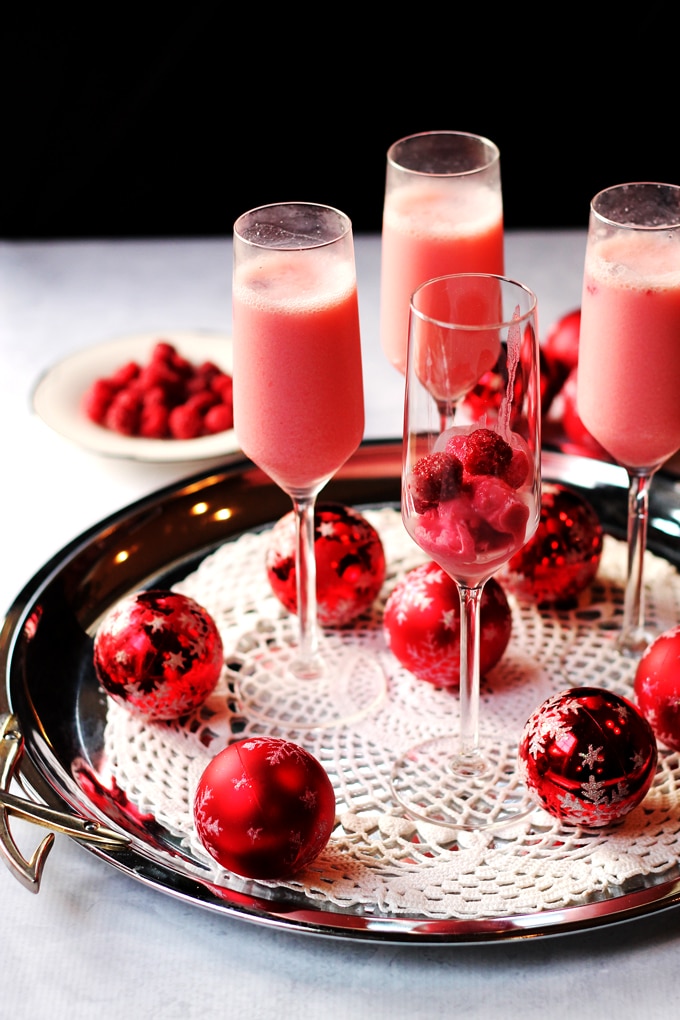 Raspberry Mimosa Cocktails with Creamy Granita