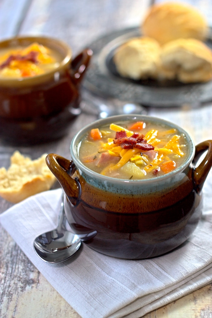 Cauliflower Soup with Chunky Potatoes and Ham