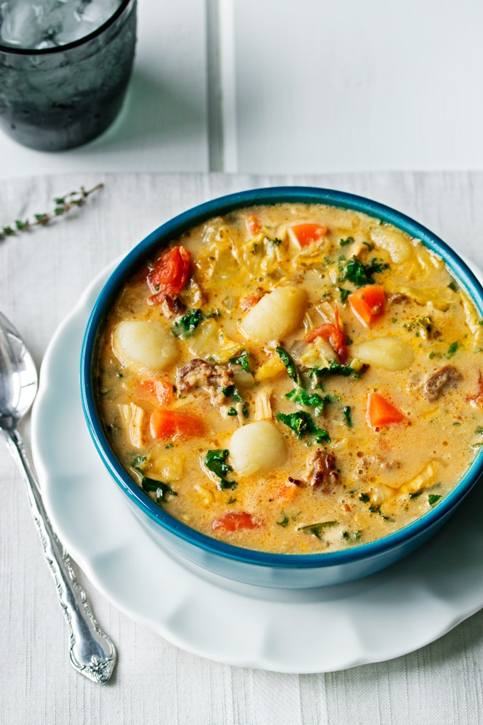Creamy Sausage, Turkey and Gnocchi Soup