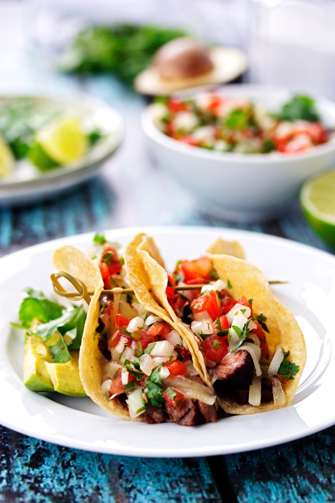 Tequila & Lime Steak Tacos with Fresh Pico De Gallo