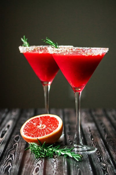 Raspberry Grapefruit & Rosemary Martini with Ginger