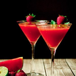 Strawberry Watermelon & Basil Martini