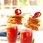 Bacon Infused Bloody Mary with a Waffle Grilled Cheese Topper