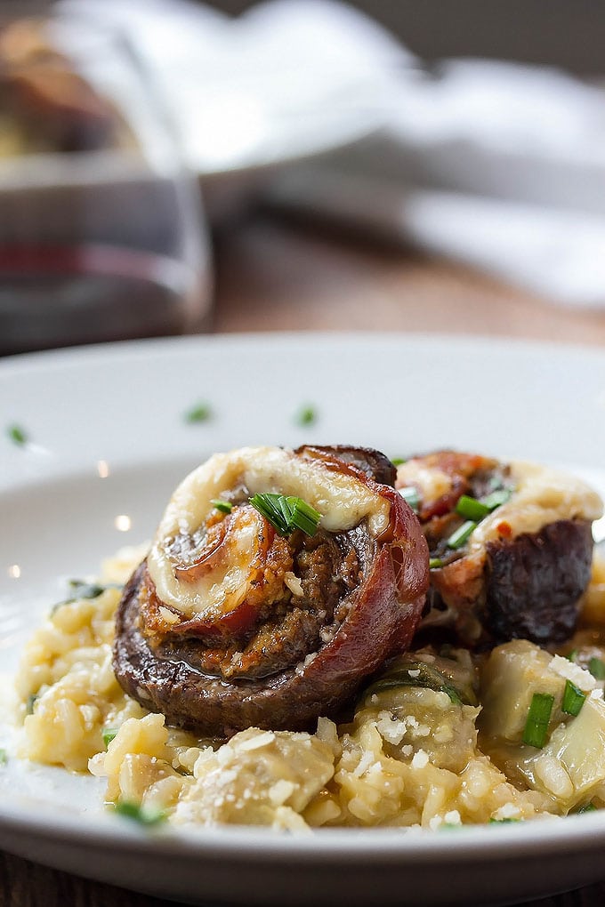 An Italian Holiday Meal – Artichoke & Lemon Risotto with Flank Steak Pinwheels and Chocolate Ravioli for Dessert