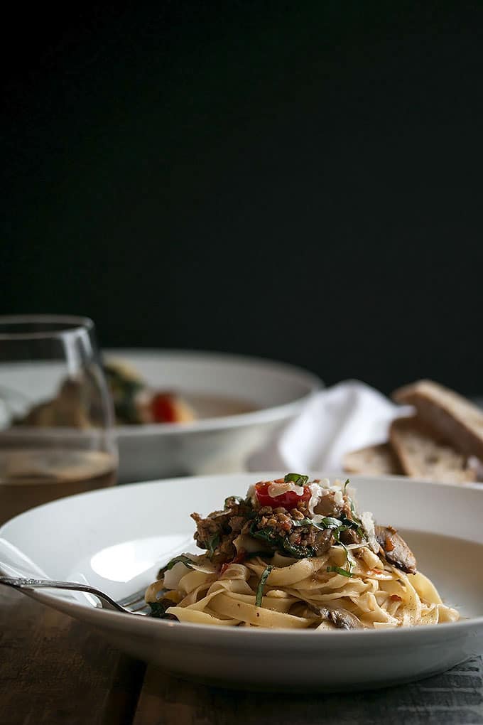 Easy Sausage Pasta Recipe with Wine and Spinach