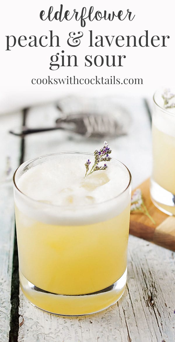 Elderflower, Peach and Lavender Gin Sour Cooks with Cocktails