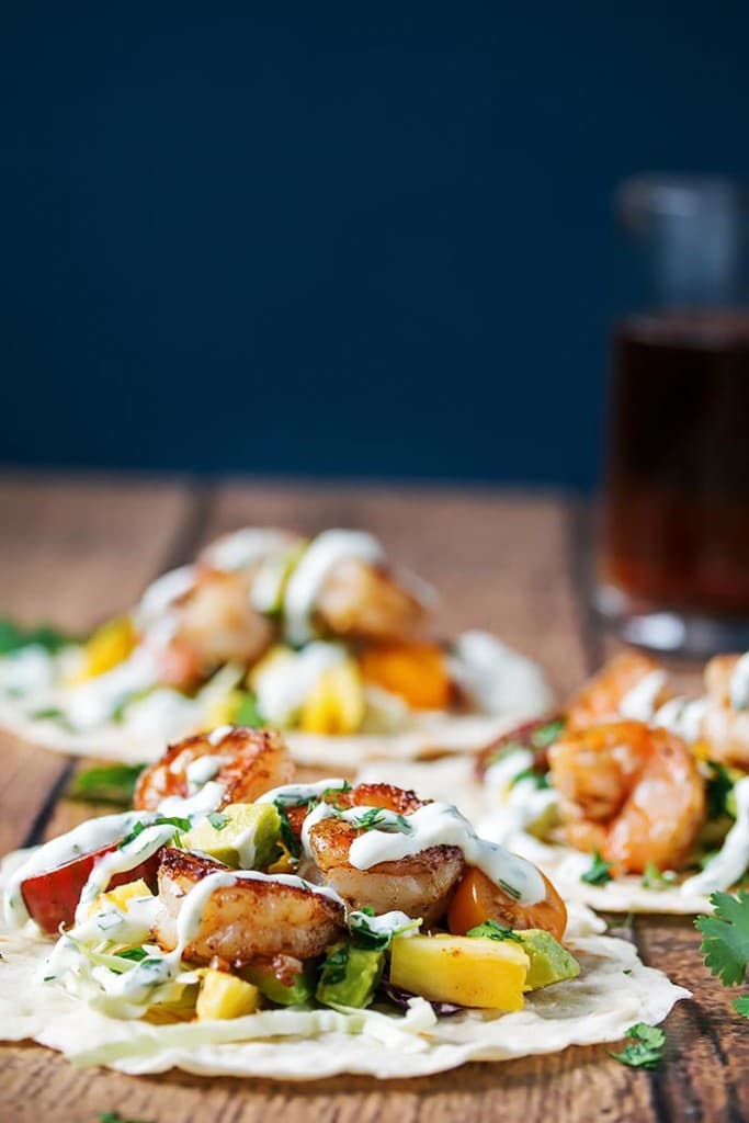 Grilled Shrimp Tacos with Pineapple Avocado Salsa