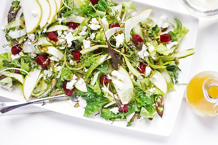 Summer Salad with Fennel, Asparagus, Pears and Champagne Vinaigrette