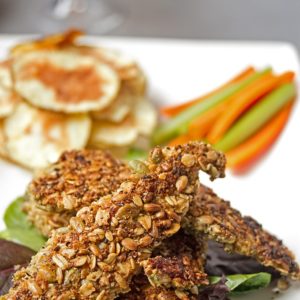 Oven Baked Chicken Tenders with a Healthy Seed Crust