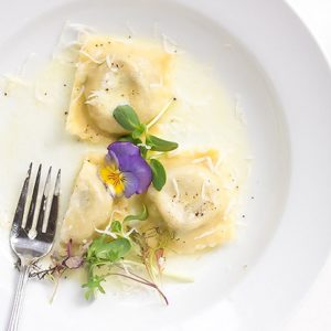 Homemade Ravioli with Goat Cheese & Mushroom and a Limonecello Sauce