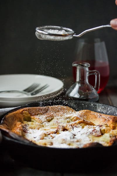 Dutch Baby Pancake with Peach and Bacon (Sweet and Savory)