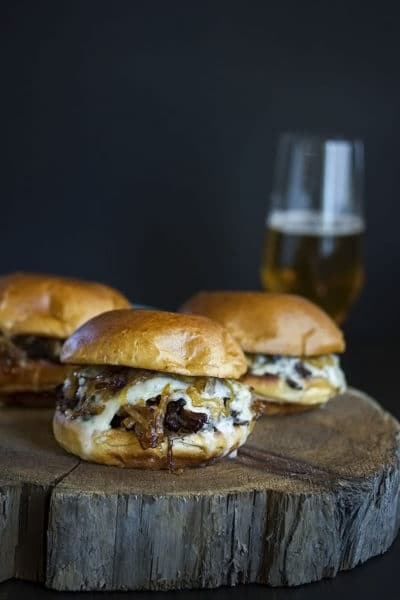 Man Pleasing Short Rib Sandwich with Caramelized Onions and Melted Brie