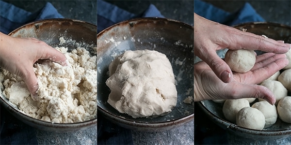 making the dough for homemade tortillas