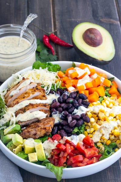 Taco Salad Recipe with Tequila Lime Chicken & Homemade Ranch Dressing