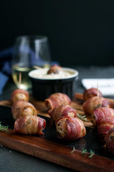 Bacon Wrapped Potatoes with Warm Apple Cream Cheese Dip