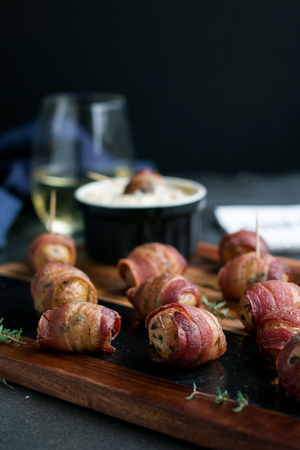 Bacon Wrapped Potatoes with Warm Apple Cream Cheese Dip