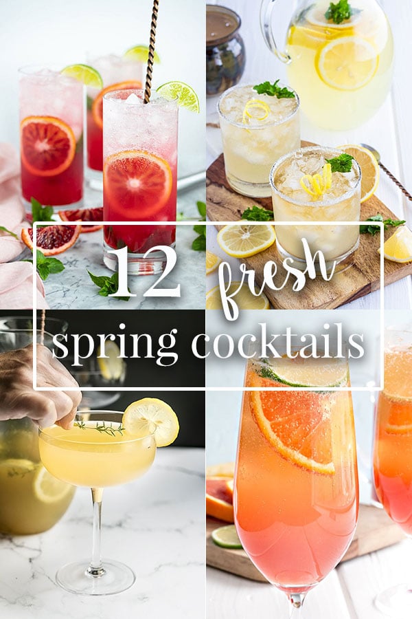 4 spring cocktails in a cocktail collage