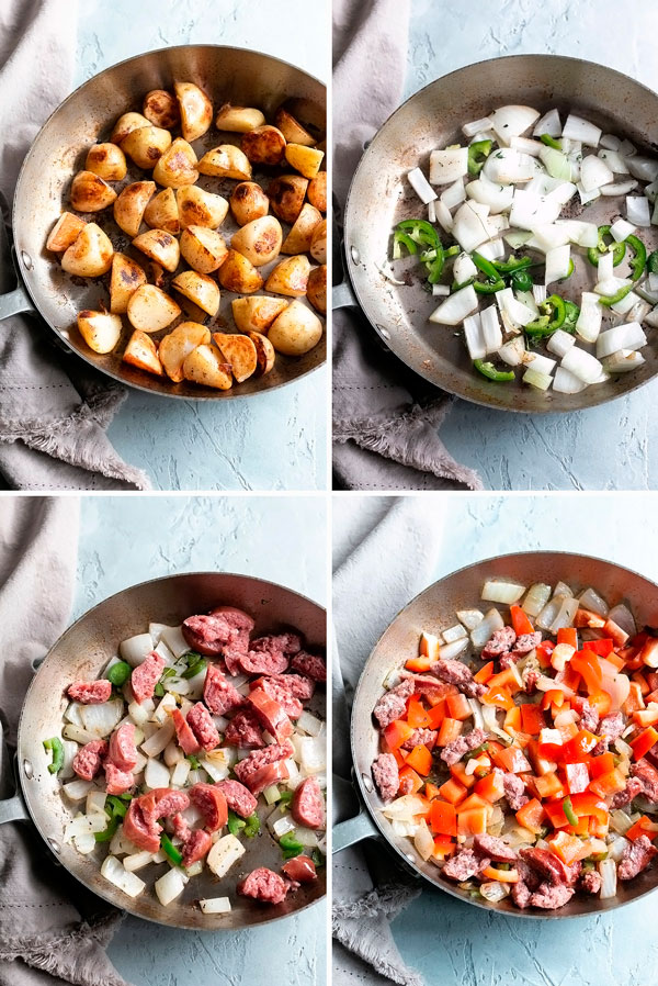 pictures showing how to make this breakfast skillet