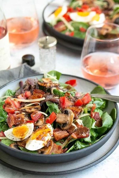 Warm Spinach Salad with Bacon Dressing (the BEST)