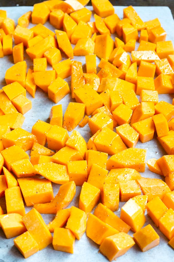 tray of roasted butternut squash
