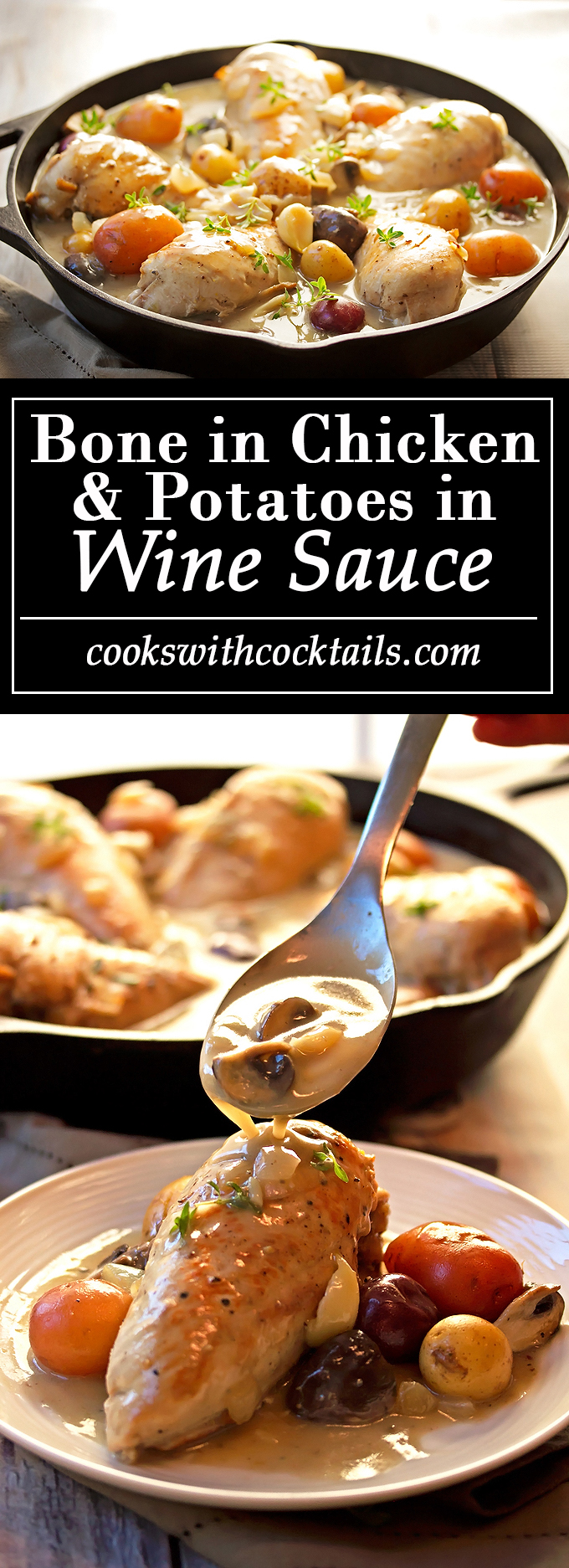 Bone-In Chicken & Potatoes in Wine Sauce