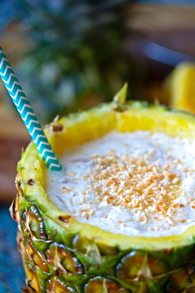 Pina Colada on the Rocks with toasted coconut on top 