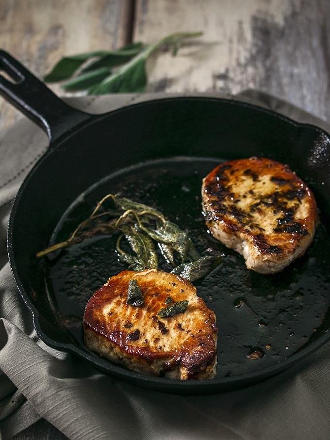 Sage and Rosemary Pork Chops with Peach Cider Sauce (2)